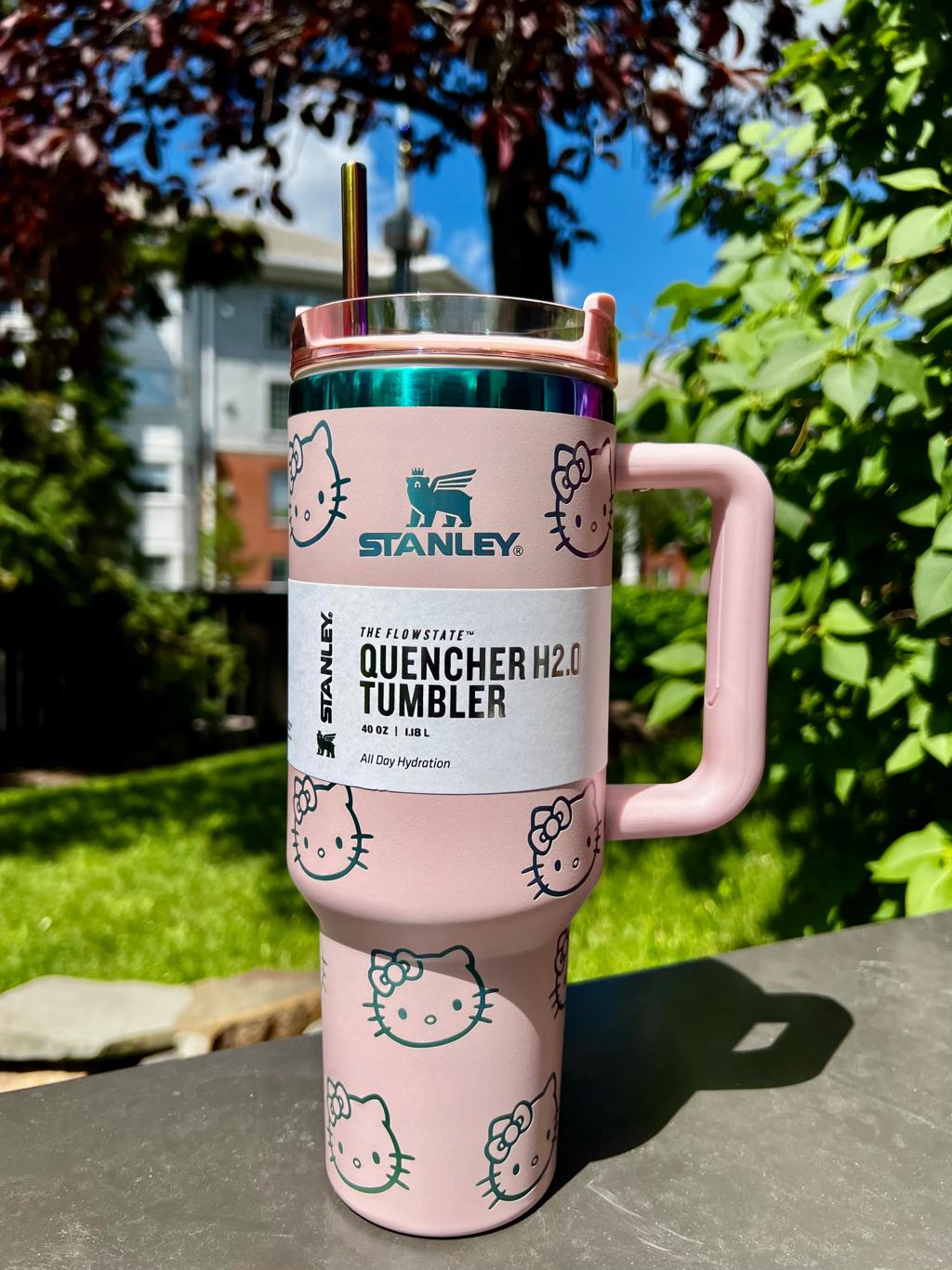 Hello Kitty 40 oz Insulated Tumbler – Quencher-Style Cup with Handle & Straw